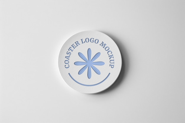 PSD top view coaster logo mockup  design