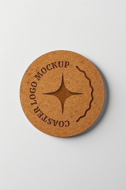 PSD top view coaster logo mockup  design