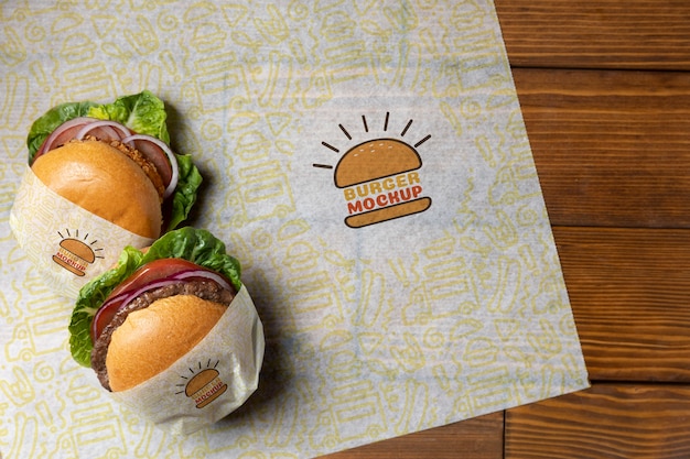 top view delicious burgers arrangement