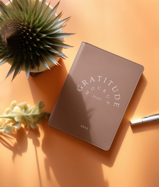Top view gratitude diary mockup
