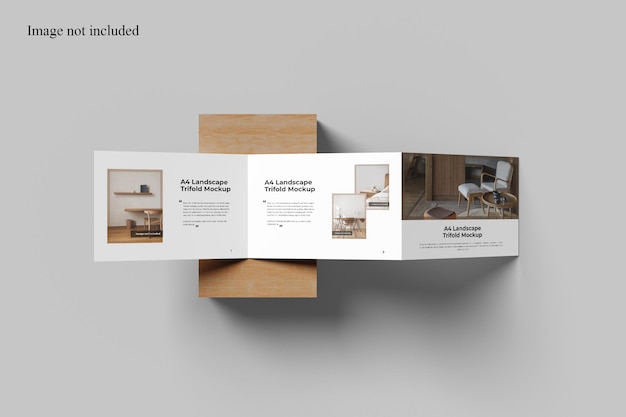 Top view minimalist a4 trifold brochure mockup, um ihr design den kunden zu präsentieren