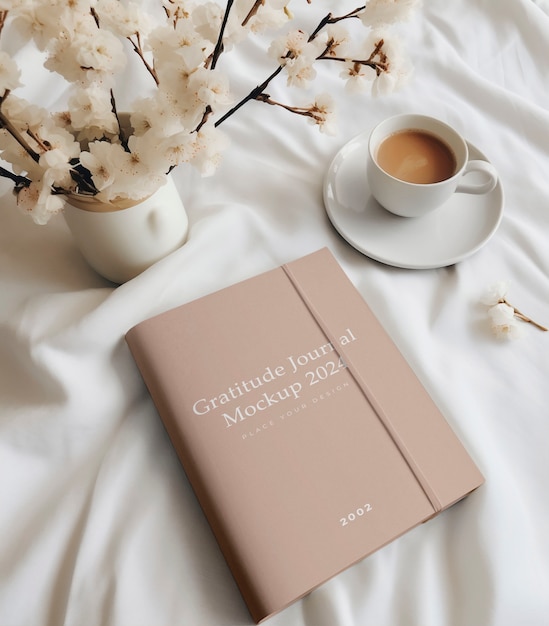 Top view mockup del diario della gratitudine