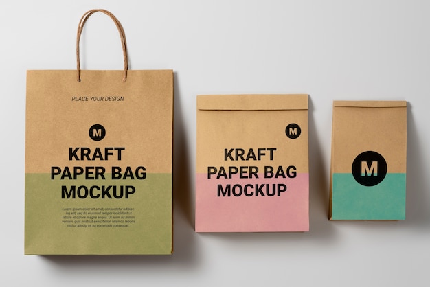 top view of kraft paper bag with color