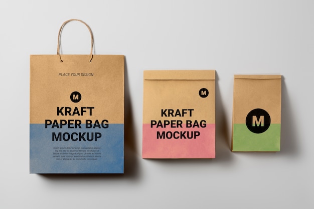 top view of kraft paper bag with color