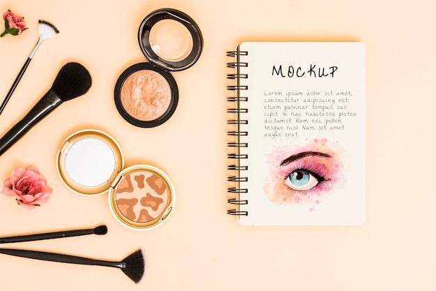 top view of makeup mock-up concept