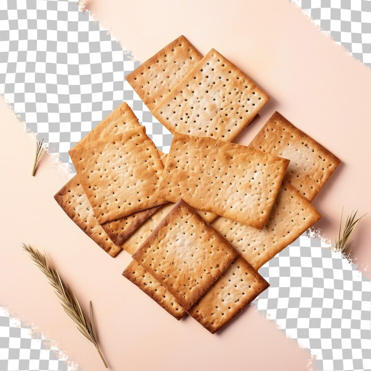 PSD top view of passover matzos on a transparent background for pesach celebration