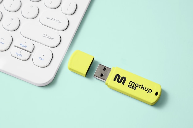 top view over usb mockup design