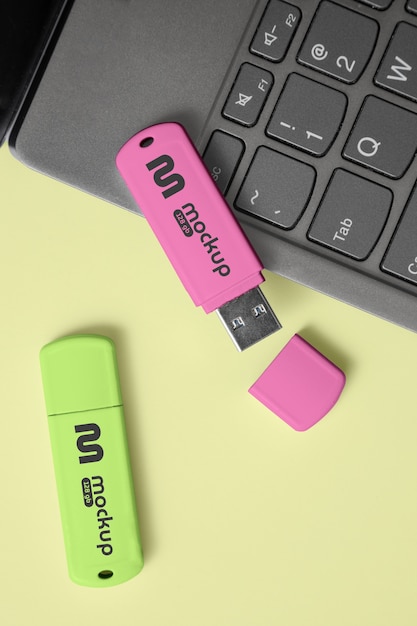 top view over usb mockup design