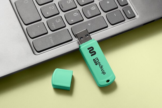 top view over usb mockup design