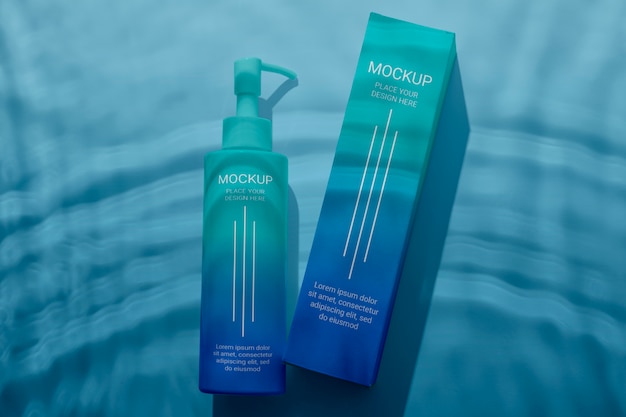 Top-View-Produkt mit Wasserschatten-Mockup