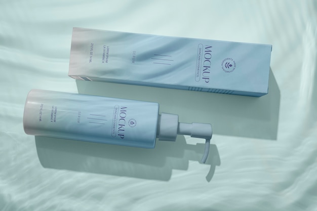 Top-View-Produkt mit Wasserschatten-Mockup
