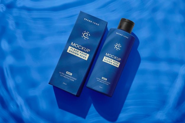 Top-View-Produkt mit Wasserschatten-Mockup