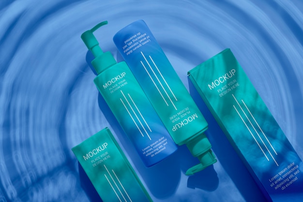 Top-View-Produkt mit Wasserschatten-Mockup
