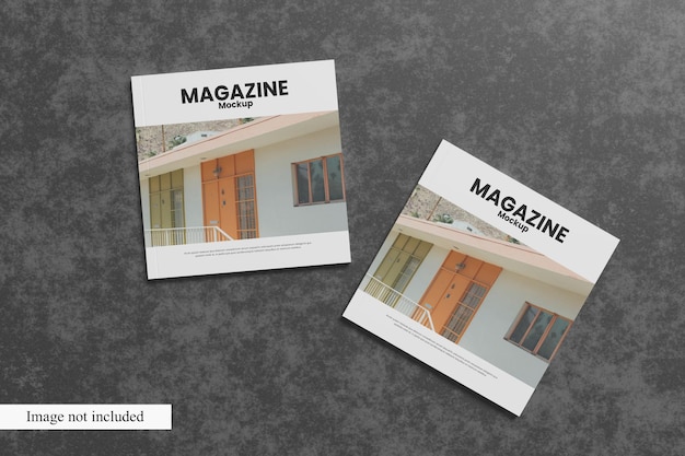 Top View Square Cover Magazine Mockup per mostrare il tuo design ai clienti
