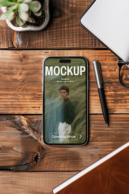 Top-View über das Smartphone-Mockup-Design