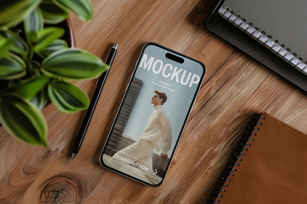 Top-View über das Smartphone-Mockup-Design