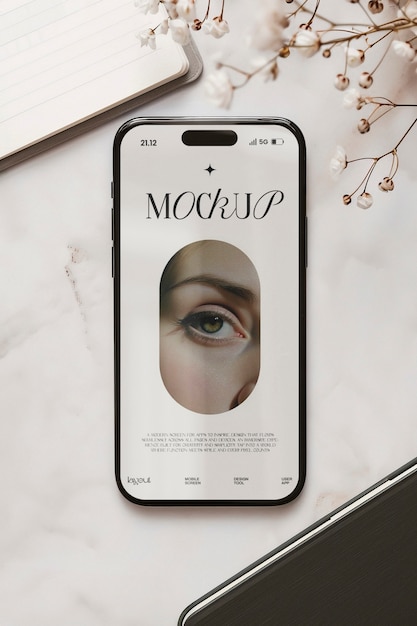 Top-View über das Smartphone-Mockup-Design