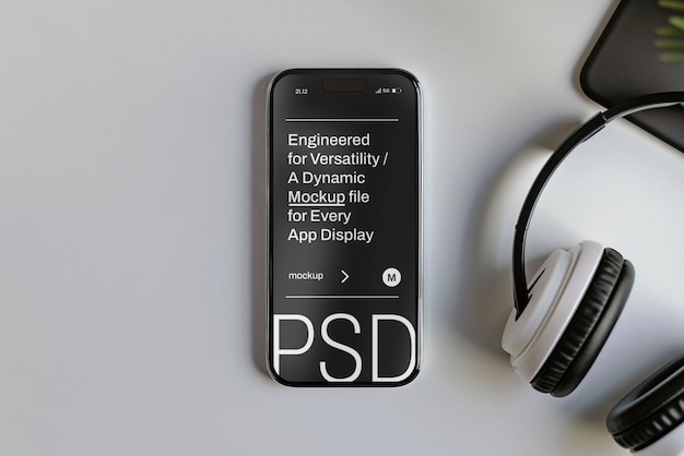 Top-View über das Smartphone-Mockup-Design