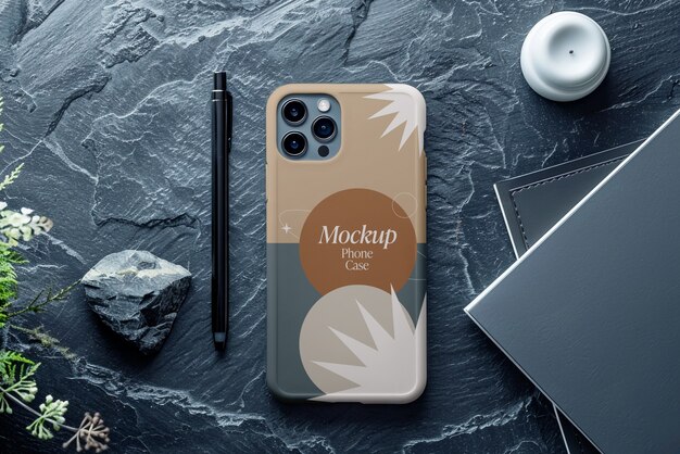 Top-View über das Smartphone-Mockup-Design