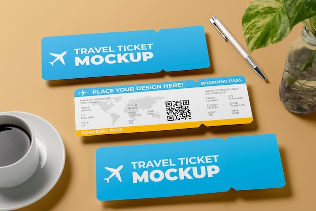 Top-View über das Ticket-Mockup