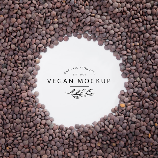 Top view vegan mock-up con lenticchie