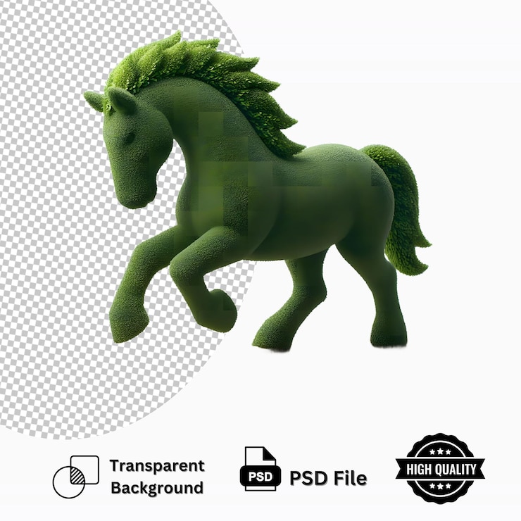 PSD topiario de caballos aislado sobre un fondo transparente