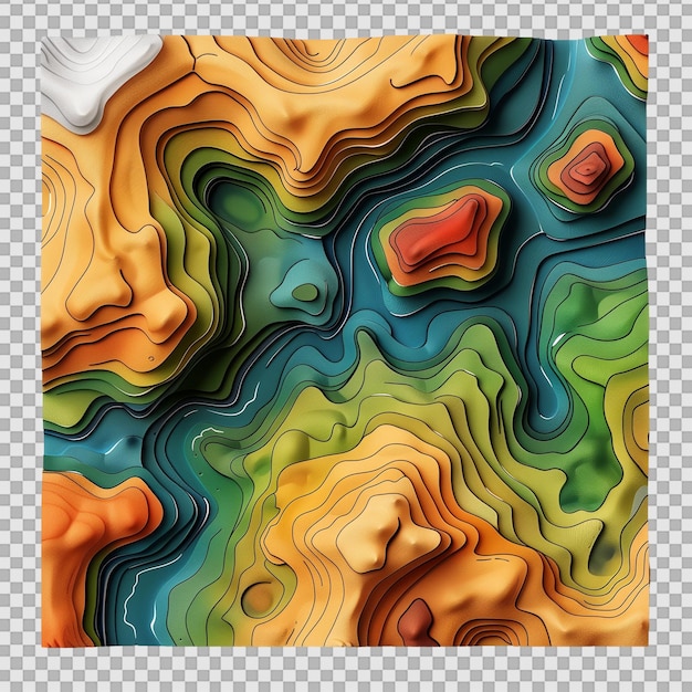 PSD topographic map on transparent background