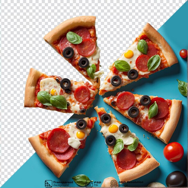 PSD toppings em pastel de pizza isolados em fundo transparente