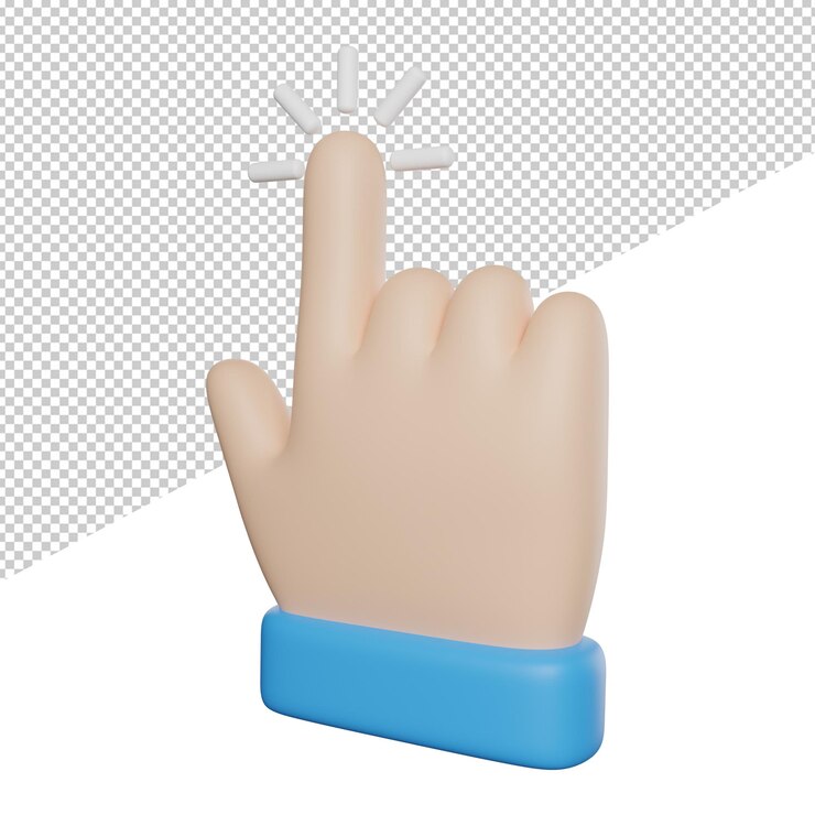 PSD toque gestos con las manos vista lateral 3d renderizado icono ilustración sobre fondo transparente