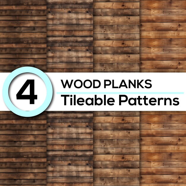 Toque natural 4 patrones auténticos de tabla de madera perfectamente tileable para fondos de diseños inmersivos