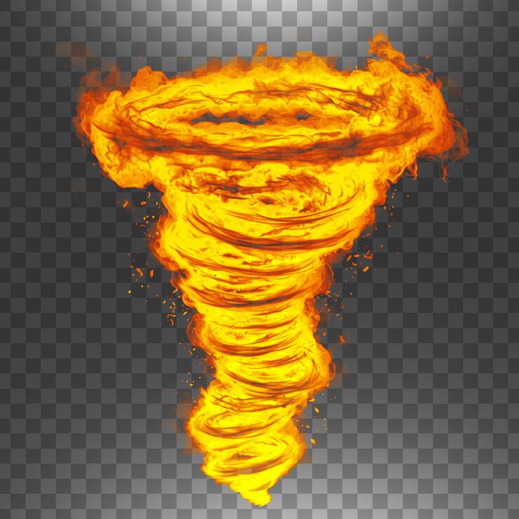 PSD torbellino de fuego aislado en un fondo transparente