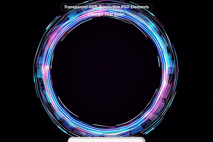 PSD torbellino de neón efecto de luz de línea azul curva fondo de anillo abstracto con fondo giratorio brillante túnel de flujo de energía