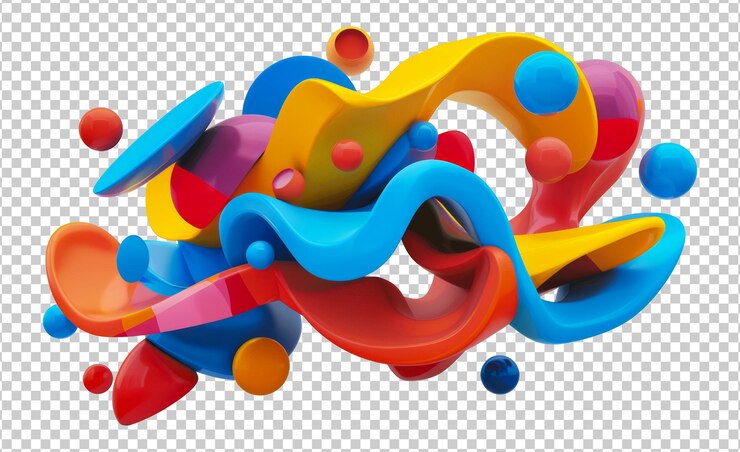 PSD torcer formas coloridas en el flujo abstracto 3d