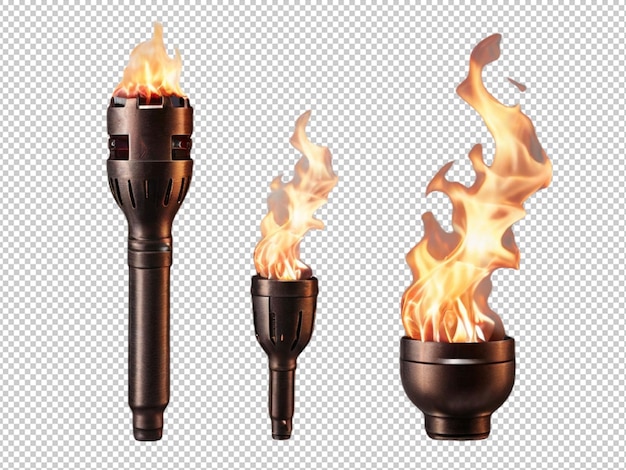 PSD torche de feu sur un fond transparent