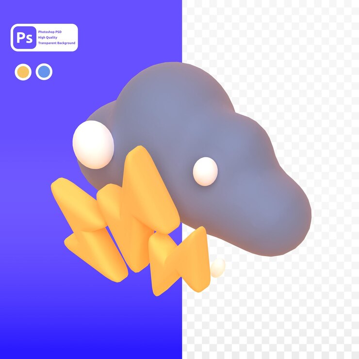 PSD tormenta en render 3d para presentación web de activos gráficos u otros