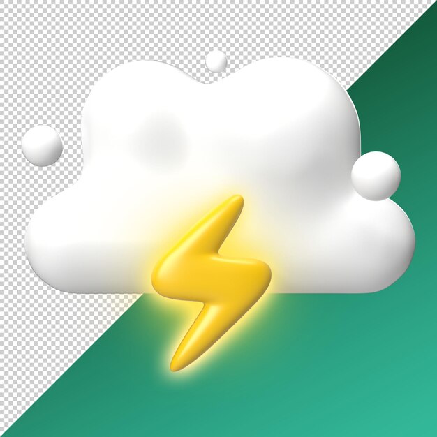 Las tormentas eléctricas en 3D, el icono de iluminación, la ilustración linda.
