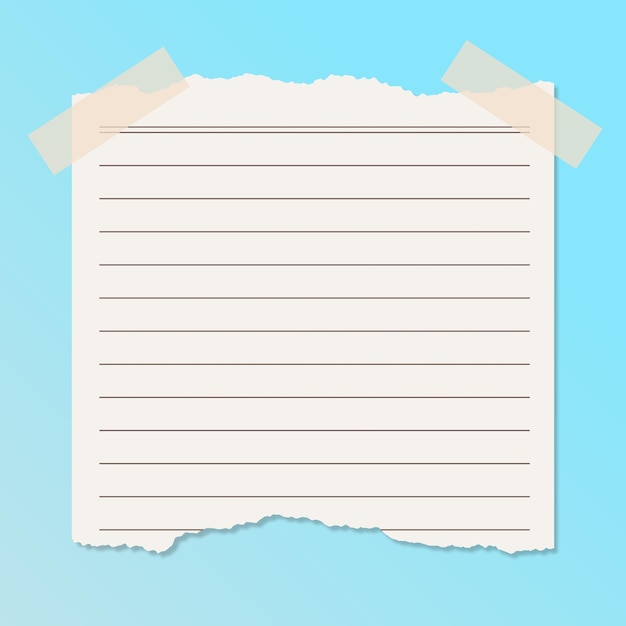Torn Notepad with Tape on Blue Background