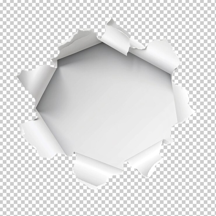 Torn paper with a hole isolated on transparent background