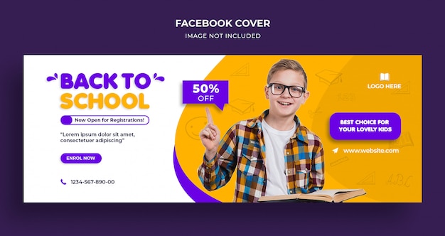 Torna a scuola Copertina della cronologia di Facebook e modello web