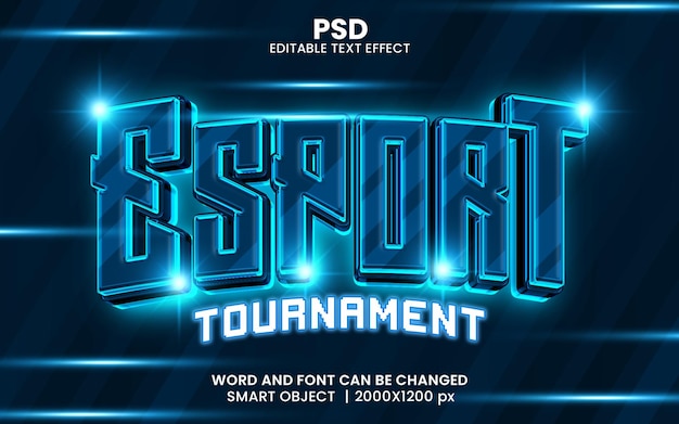 PSD torneo de esports efecto de texto de photoshop editable en 3d estilo con fondo