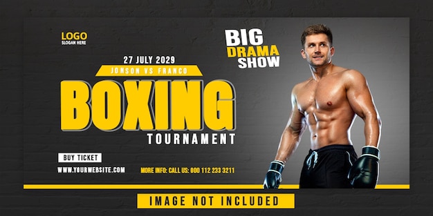 Torneo de pelea de boxeo diseño de publicación de banner de portada de facebook