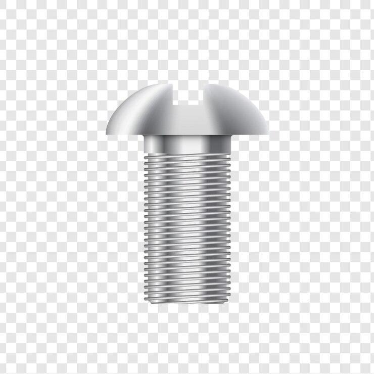 PSD tornillo de plata aislado sobre un fondo transparente
