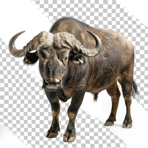 un toro con cuernos se muestra en un fondo blanco