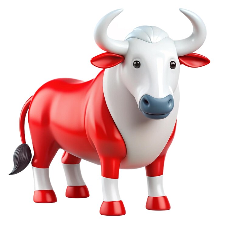 PSD un toro rojo con una cara blanca y cuernos