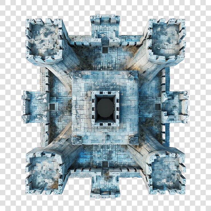 torre de archer en realidad azul polvorienta aislada en un fondo transparente