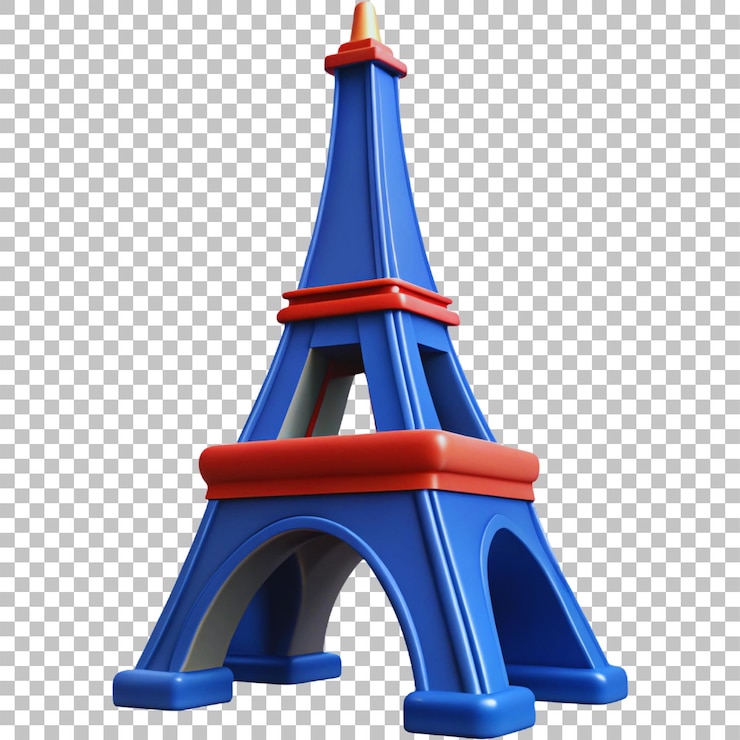 PSD una torre de campana azul y roja con una parte superior roja