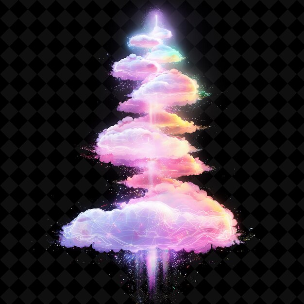 La torre de Candyfloss radiante apilada con Candyfloss fragmentado de color neón Comida Bebida Colección Y2K