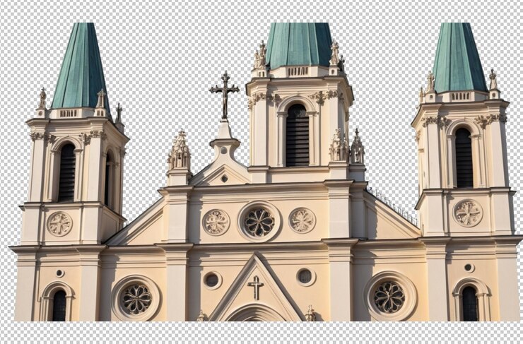 PSD la torre de la catedral católica hace eco de la fuerza de la fe