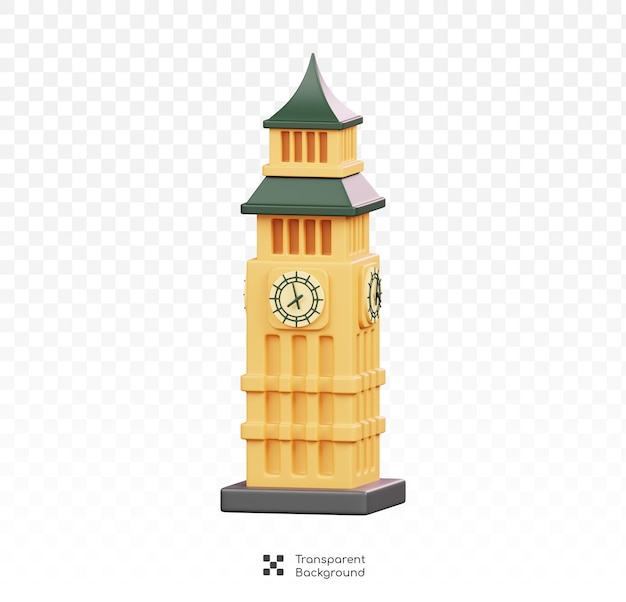 PSD torre do big ben símbolos isolados ícones e cultura da inglaterra renderização 3d