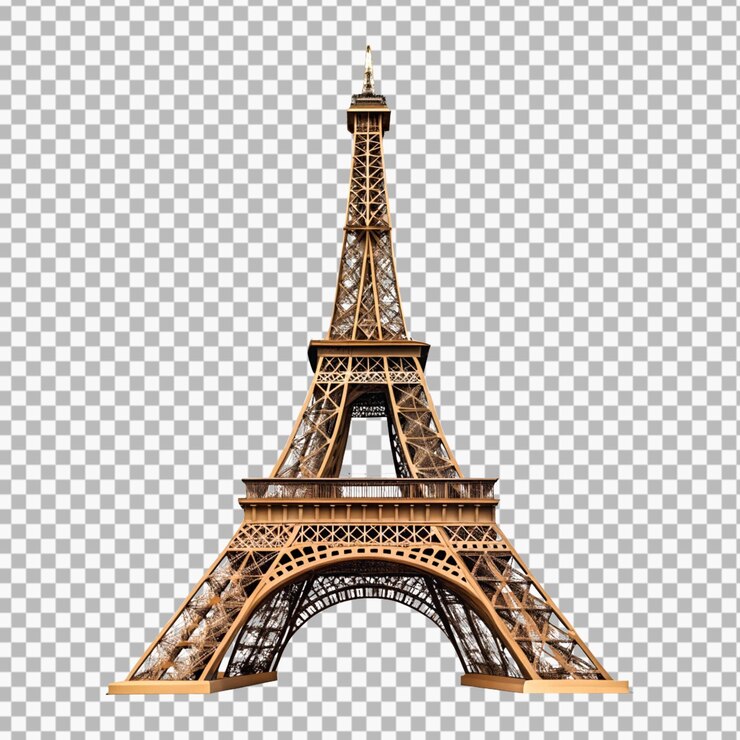 PSD la torre eiffel aislada en un fondo transparente ilustración de renderización en 3d